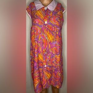 Vintage 1970’s handmade sleeveless button down shirt/dress. Sheer fabric,Medium